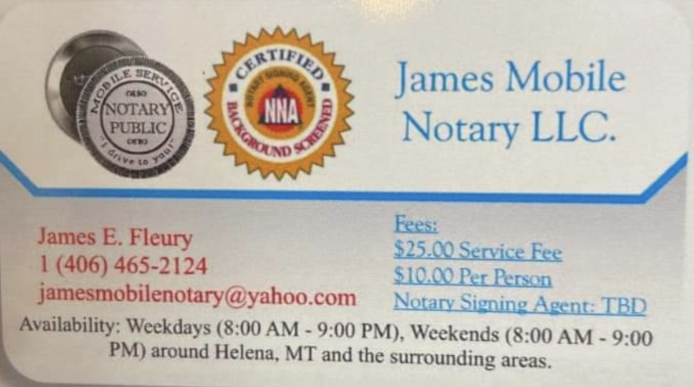 James Mobile Notary LLC: Your Trusted Notary Public in Helena, Montana